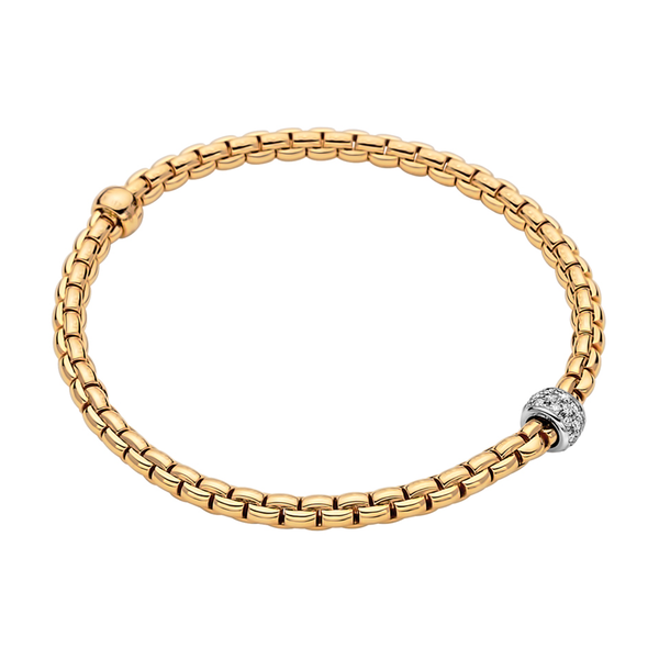 FOPE Eka 18ct Yellow Gold Bracelet With Pavé Set Diamonds - Berry's Jewellers