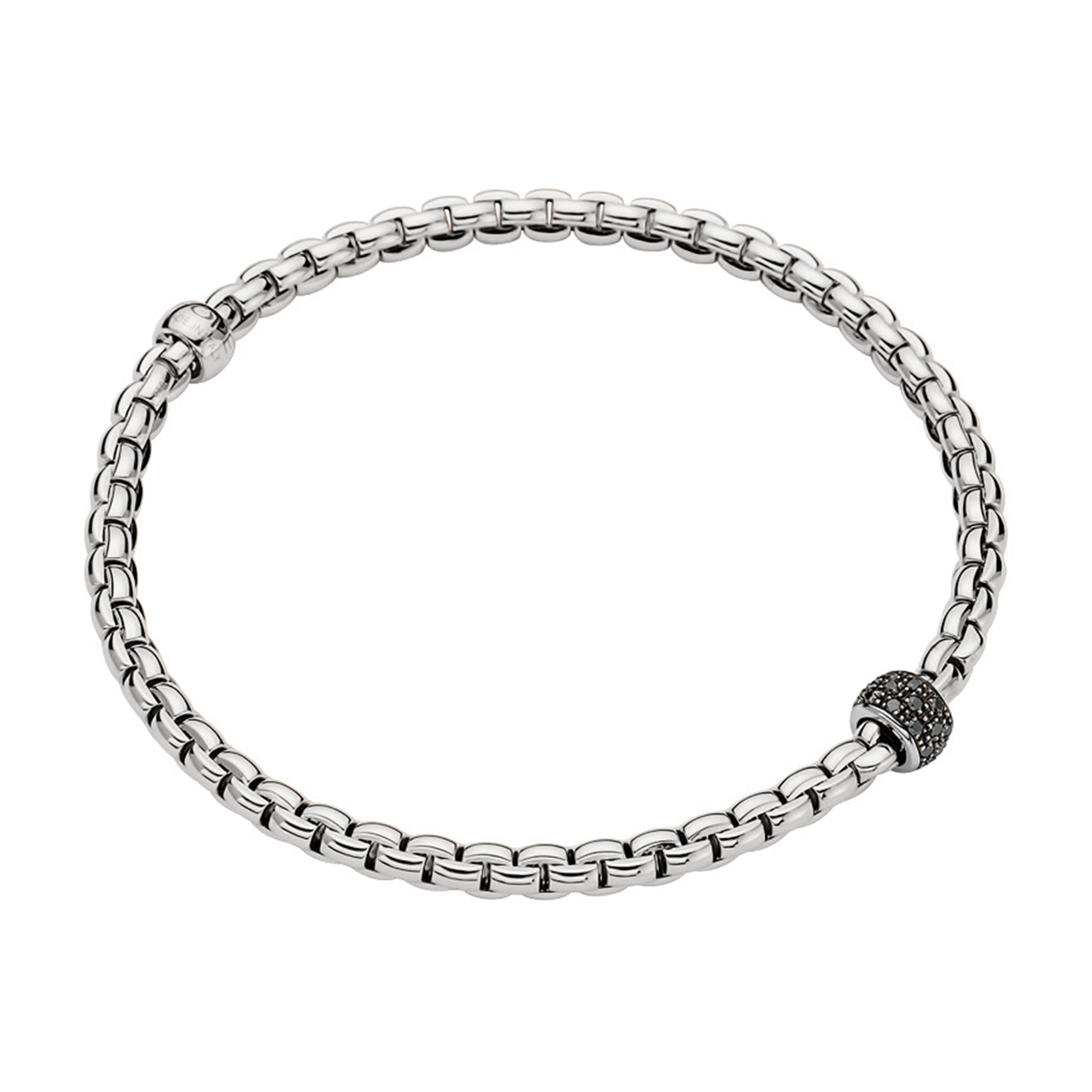 Eka Tiny 18ct White Gold Bracelet With Pavé Set Black Diamonds