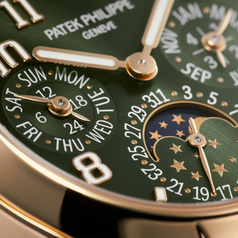 Patek Philippe Twenty~4 Perpetual Calendar 18ct Rose Gold Olive Green Dial Watch - Berry's Jewellers