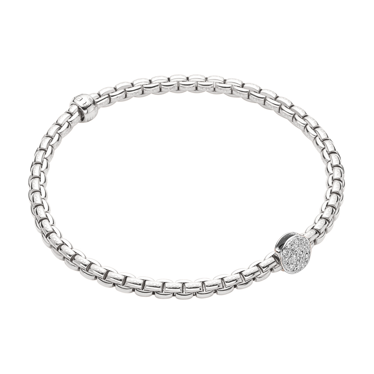FOPE Eka 18ct White Gold Bracelet With Pavé Set Diamond Disc - Berry's Jewellers