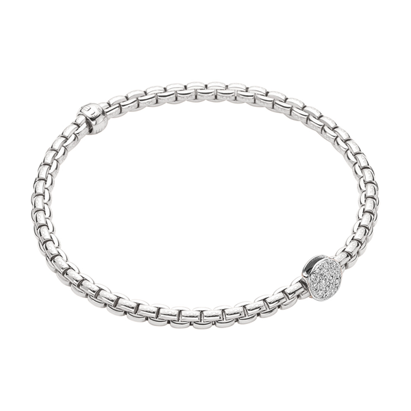 FOPE Eka 18ct White Gold Bracelet With Pavé Set Diamond Disc - Berry's Jewellers
