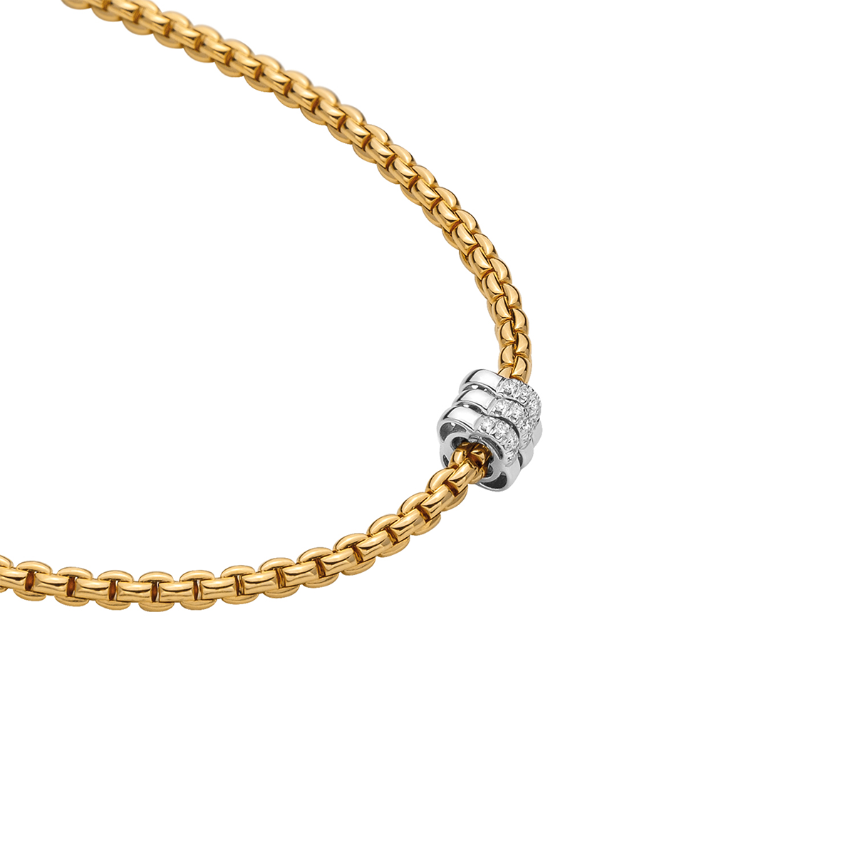 Eka 18ct Yellow Gold Diamond Set Triple Rondel Necklace