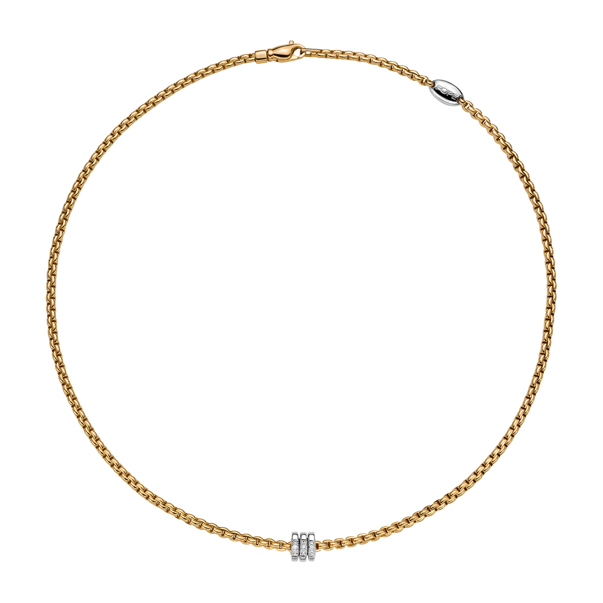 Eka 18ct Yellow Gold Diamond Set Triple Rondel Necklace