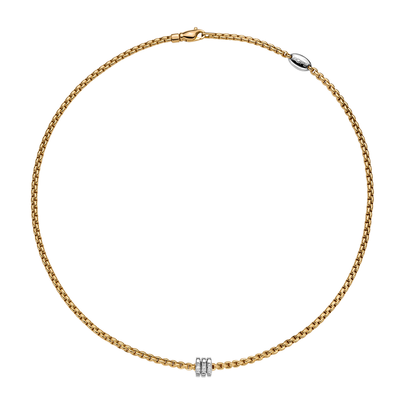 Eka 18ct Yellow Gold Diamond Set Triple Rondel Necklace