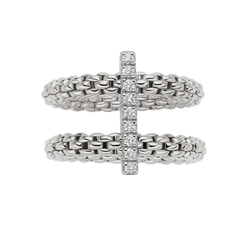 Prima 18ct White Gold Double Mesh Diamond Set Ring