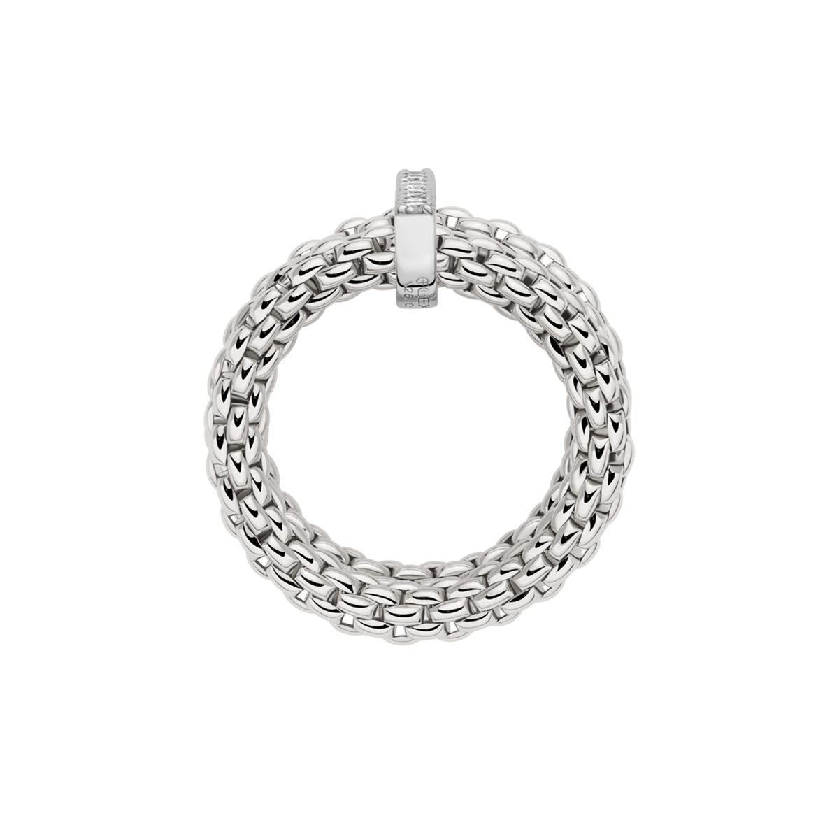 Prima 18ct White Gold Double Mesh Diamond Set Ring