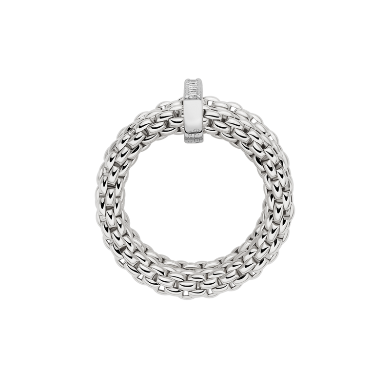 Prima 18ct White Gold Double Mesh Diamond Set Ring