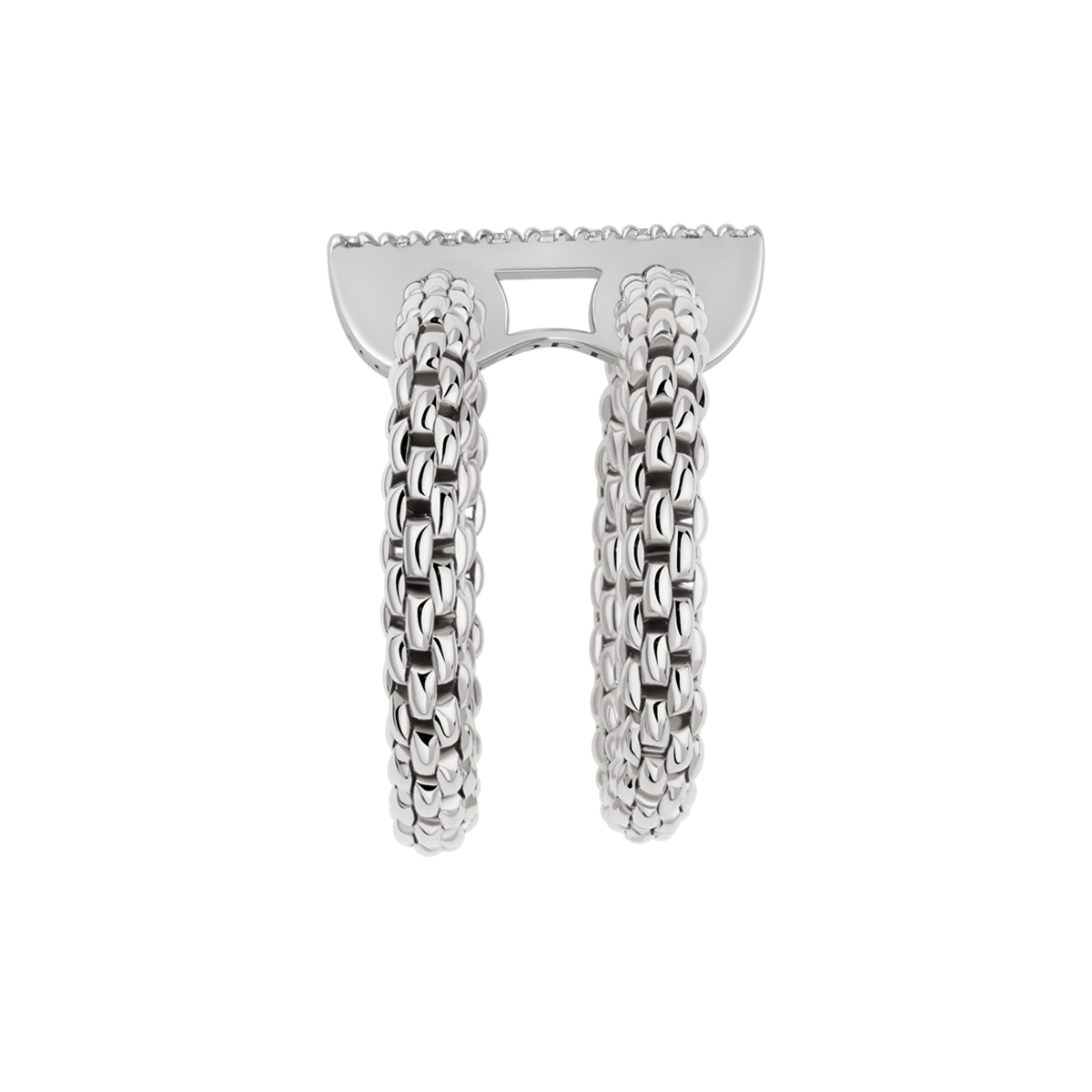 Prima 18ct White Gold Double Mesh Diamond Set Ring