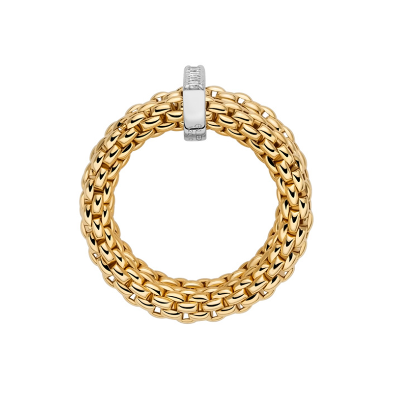 Prima 18ct Yellow Gold Double Mesh Diamond Set Ring