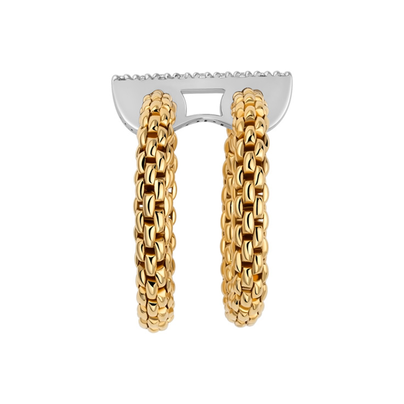 Prima 18ct Yellow Gold Double Mesh Diamond Set Ring