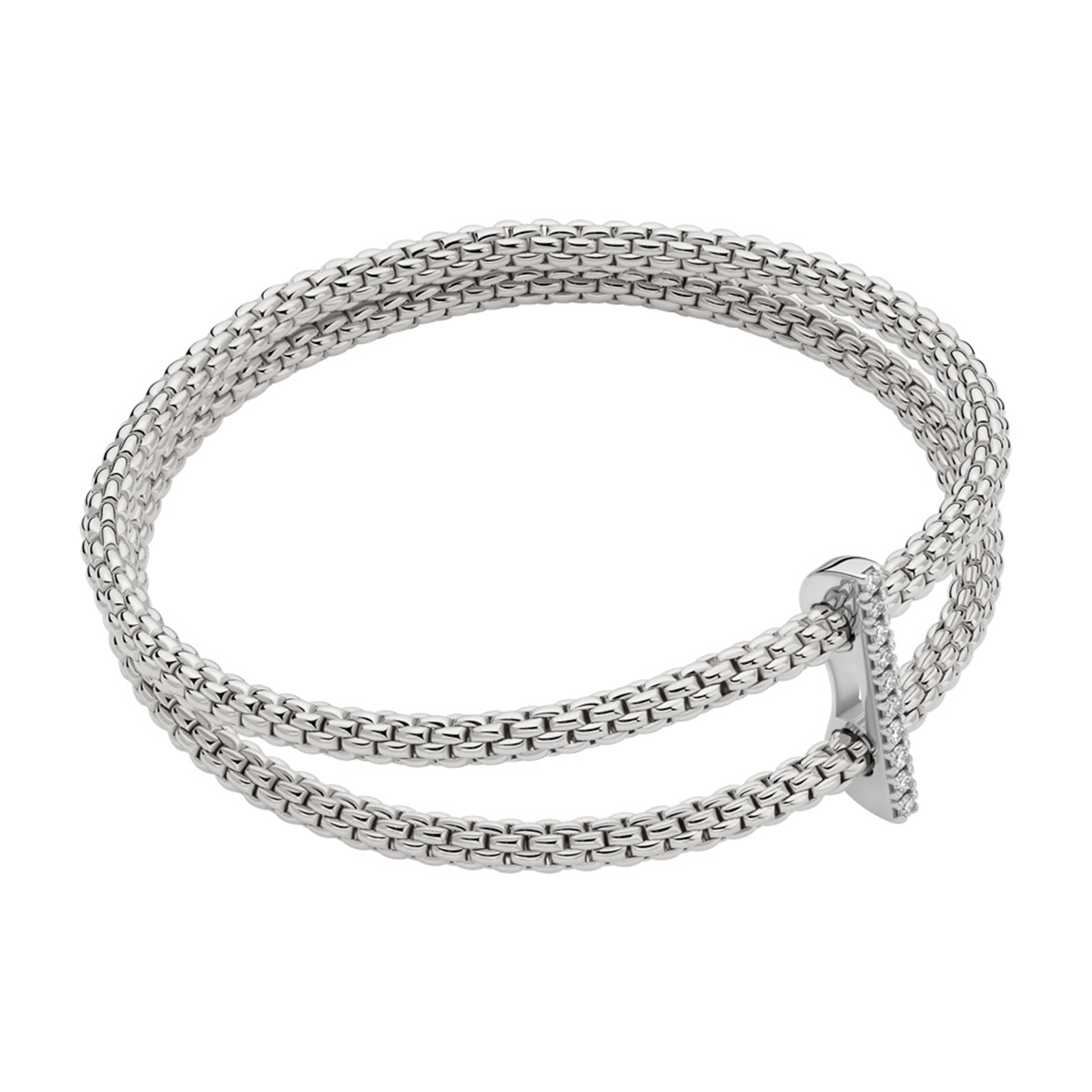 FOPE Prima 18ct White Gold Double Mesh Diamond Set Bracelet - Berry's Jewellers