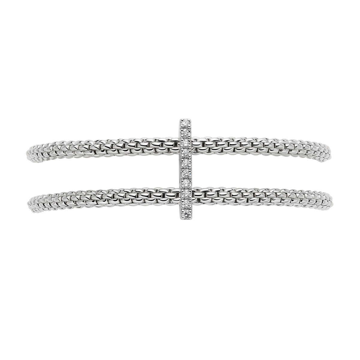 Prima 18ct White Gold Double Mesh Diamond Set Bracelet