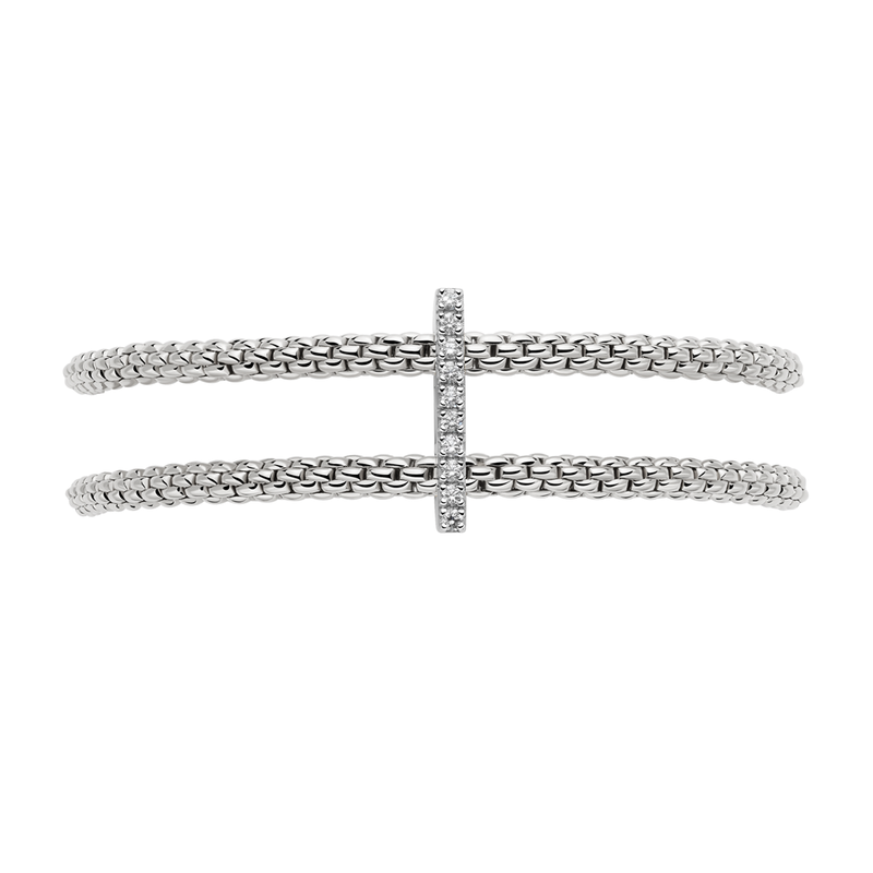 Prima 18ct White Gold Double Mesh Diamond Set Bracelet