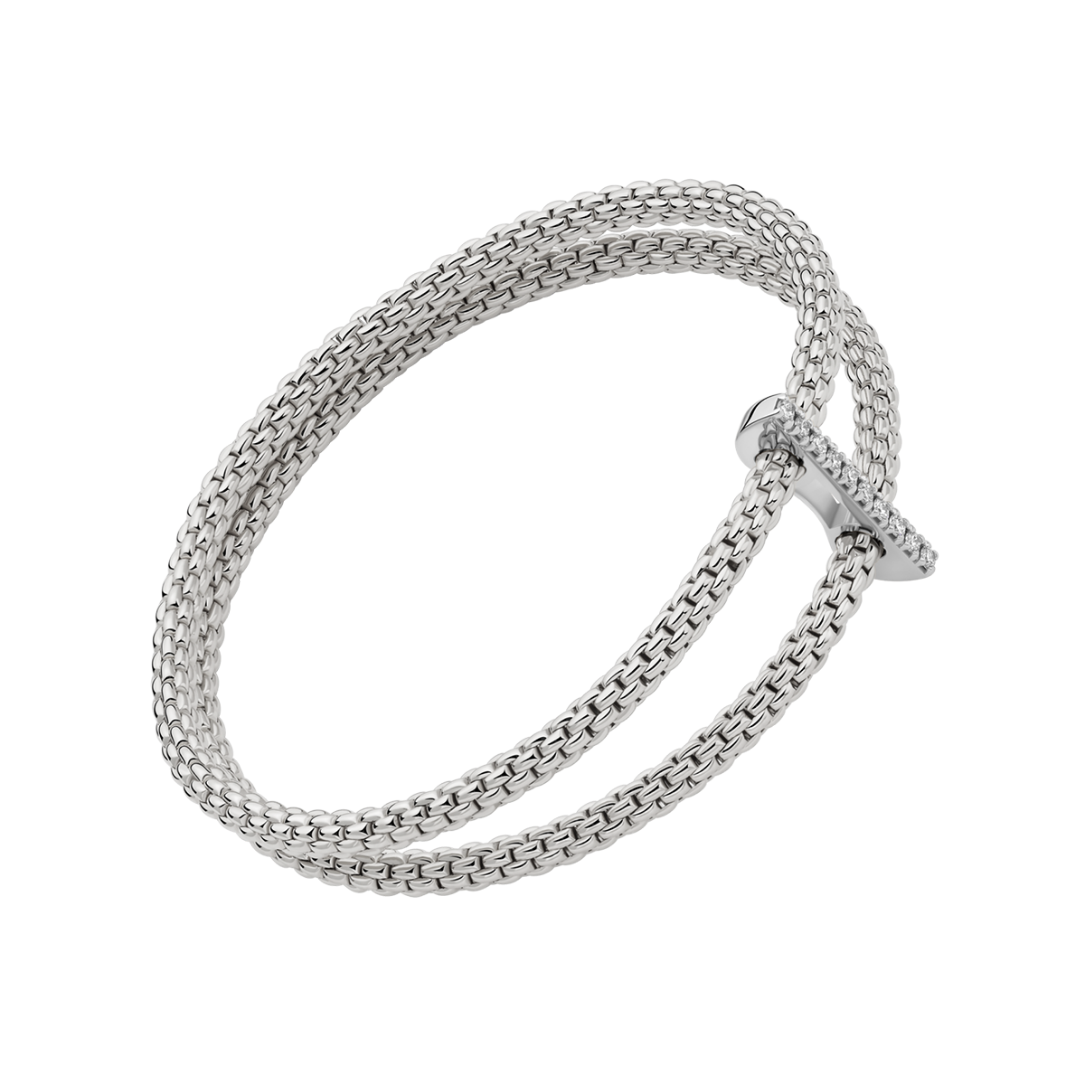Prima 18ct White Gold Double Mesh Diamond Set Bracelet