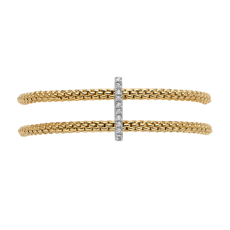 Prima 18ct Yellow Gold Double Mesh Diamond Set Bracelet