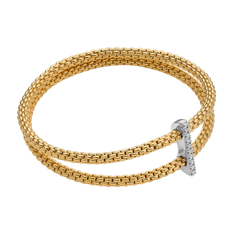 Prima 18ct Yellow Gold Double Mesh Diamond Set Bracelet