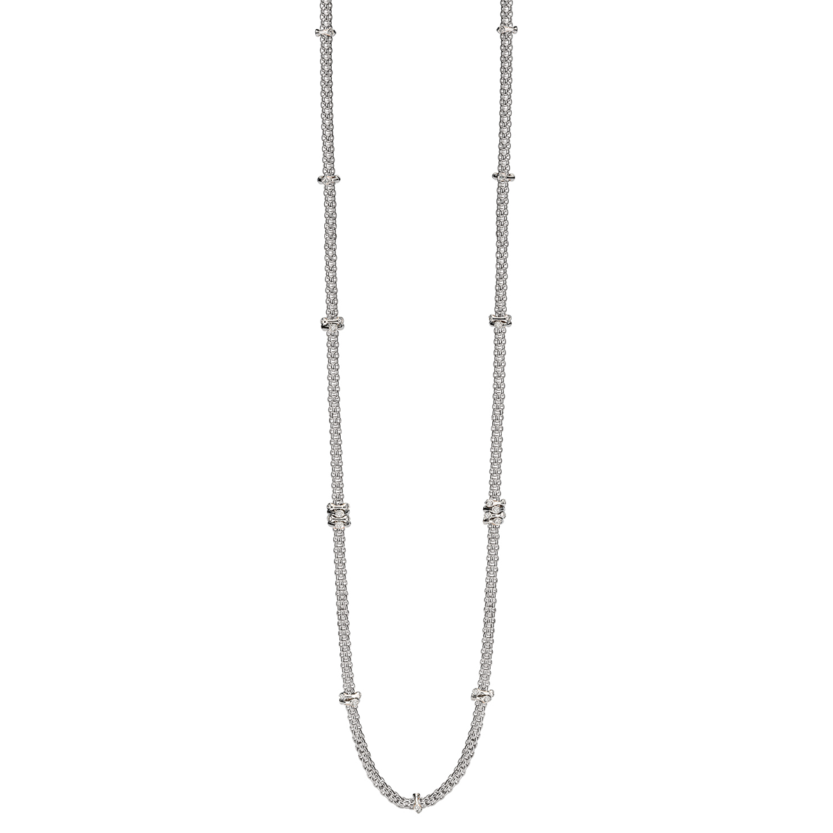 FOPE Prima 18ct White Gold Long Necklace With Diamond Rondels - Berry's Jewellers