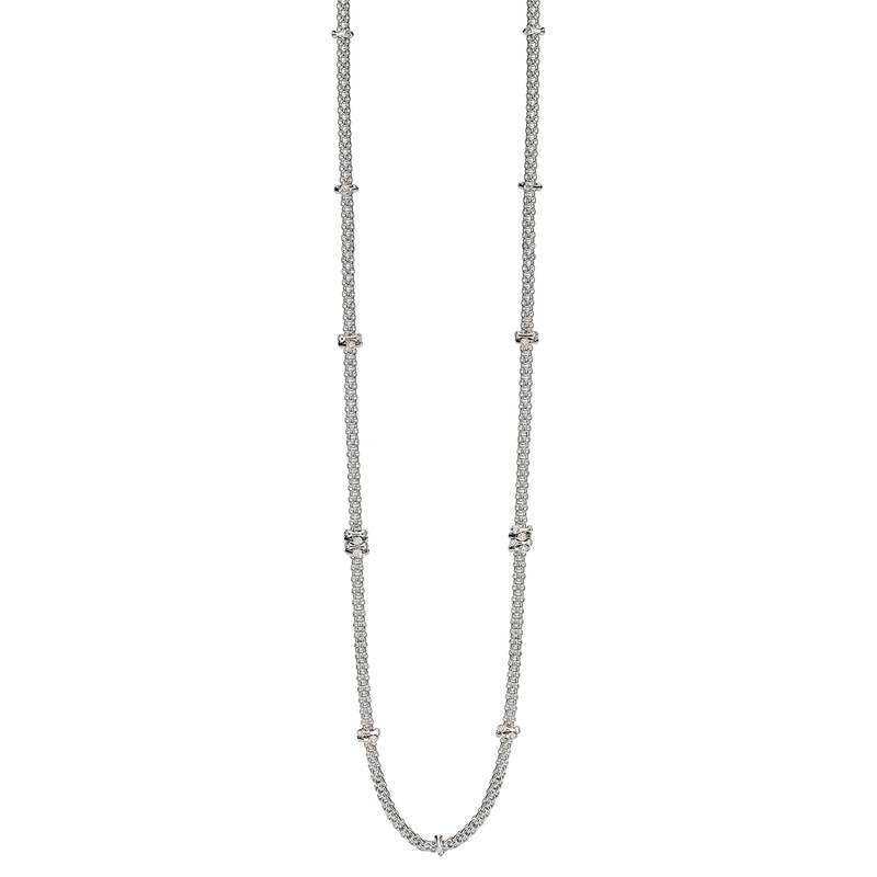 FOPE Prima 18ct White Gold Long Necklace With Diamond Rondels - Berry's Jewellers