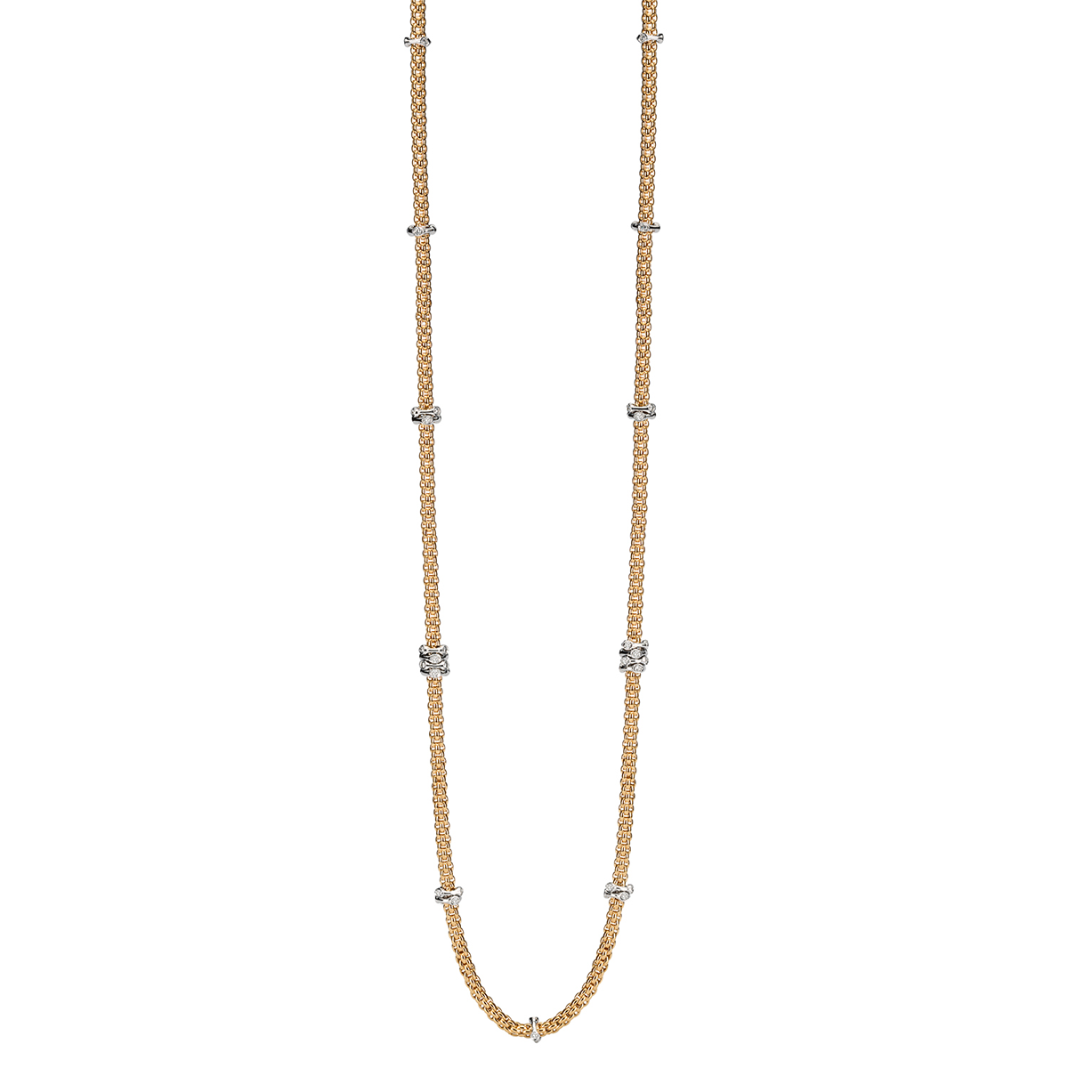 FOPE Prima 18ct Yellow Gold Long Necklace With Diamond Rondels - Berry's Jewellers