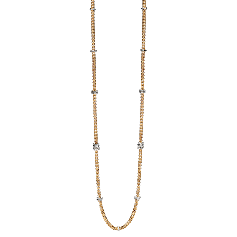 FOPE Prima 18ct Yellow Gold Long Necklace With Diamond Rondels - Berry's Jewellers