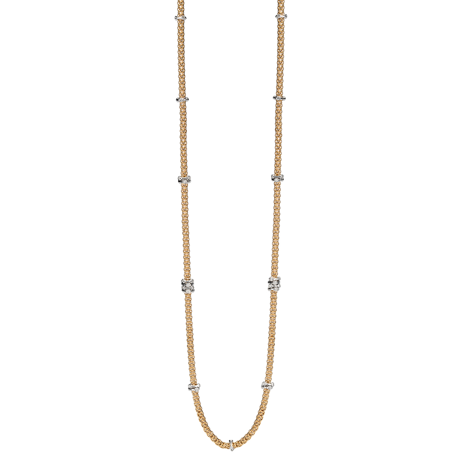 Prima 18ct Yellow Gold Long Necklace With Diamond Rondels