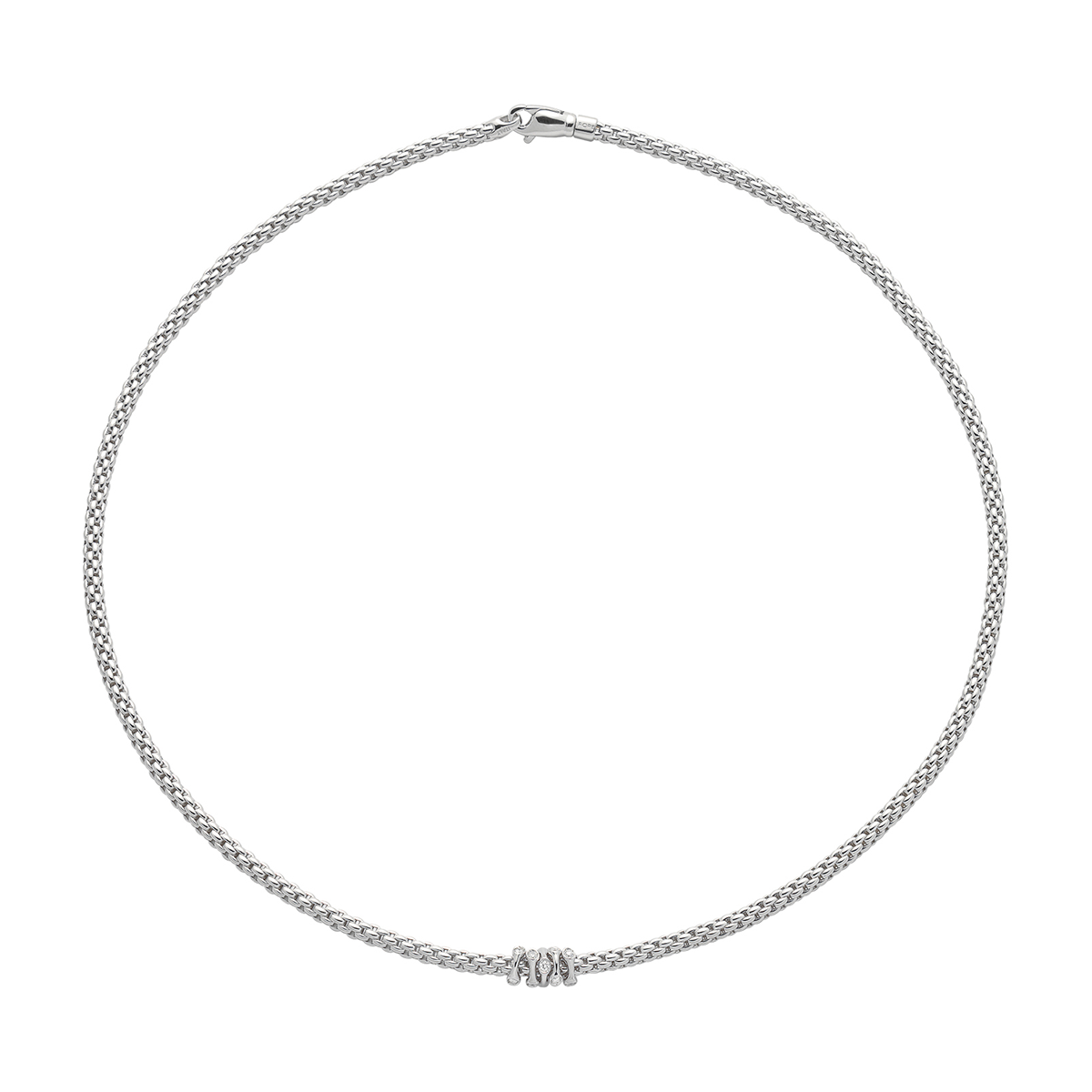 Prima 18ct White Gold Necklace With Five Diamond Set Rondels