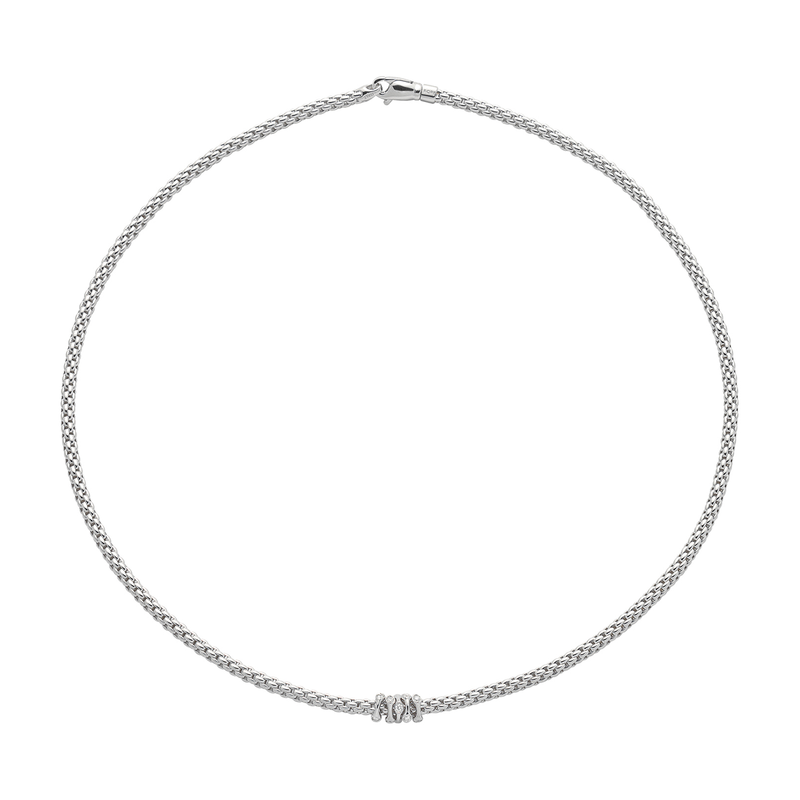 Prima 18ct White Gold Necklace With Five Diamond Set Rondels
