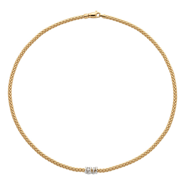 FOPE Prima 18ct Yellow Gold Necklet With Five Diamond Set Rondels - Berry's Jewellers