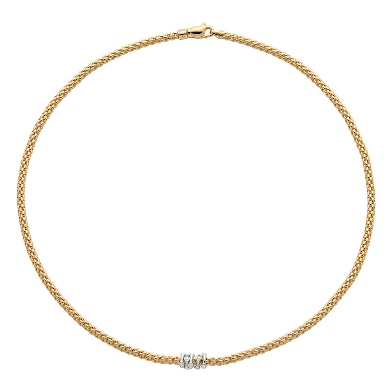 FOPE Prima 18ct Yellow Gold Necklet With Five Diamond Set Rondels - Berry's Jewellers