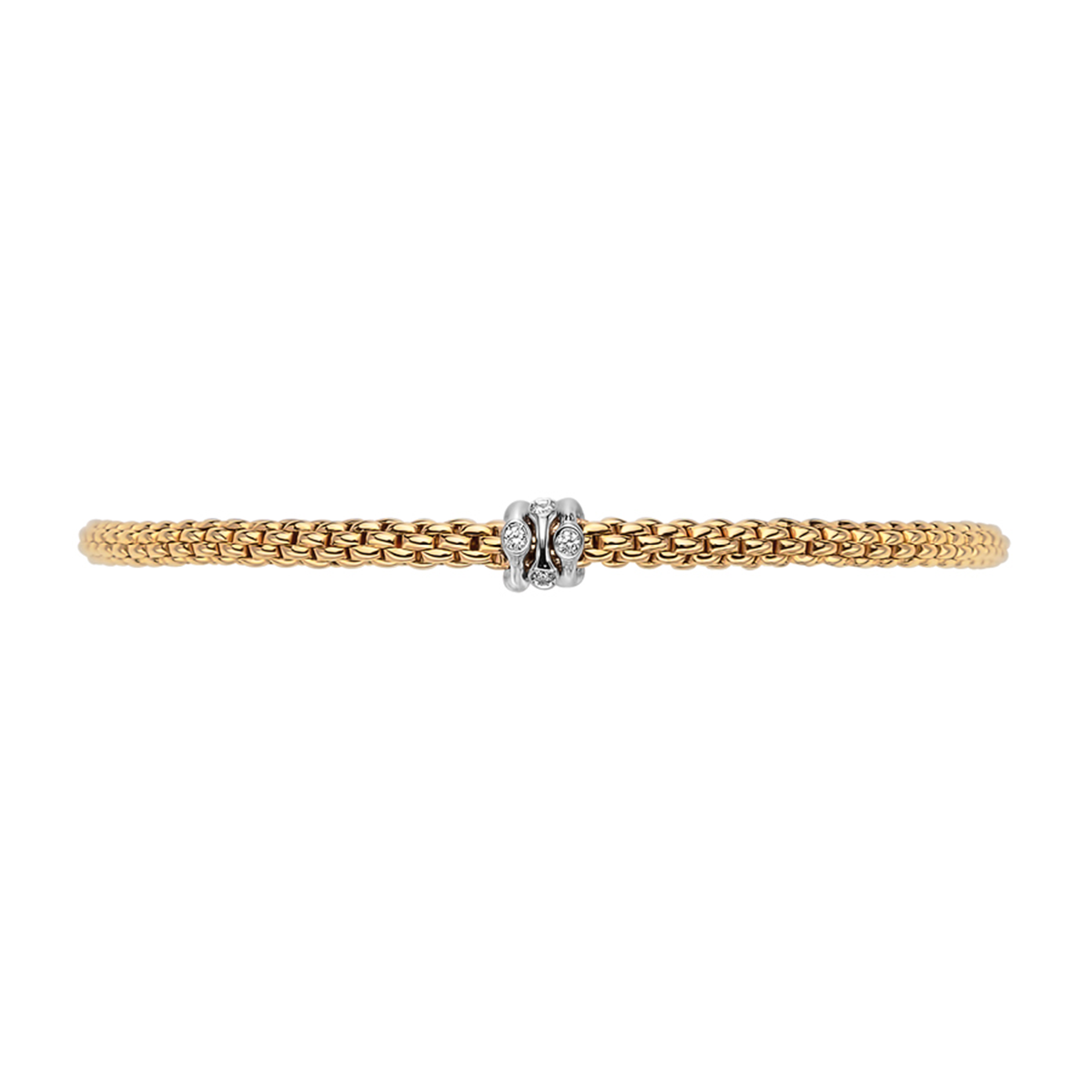 FOPE Prima 18ct Yellow Gold Bracelet With Diamond Set Rondel - Berry's Jewellers