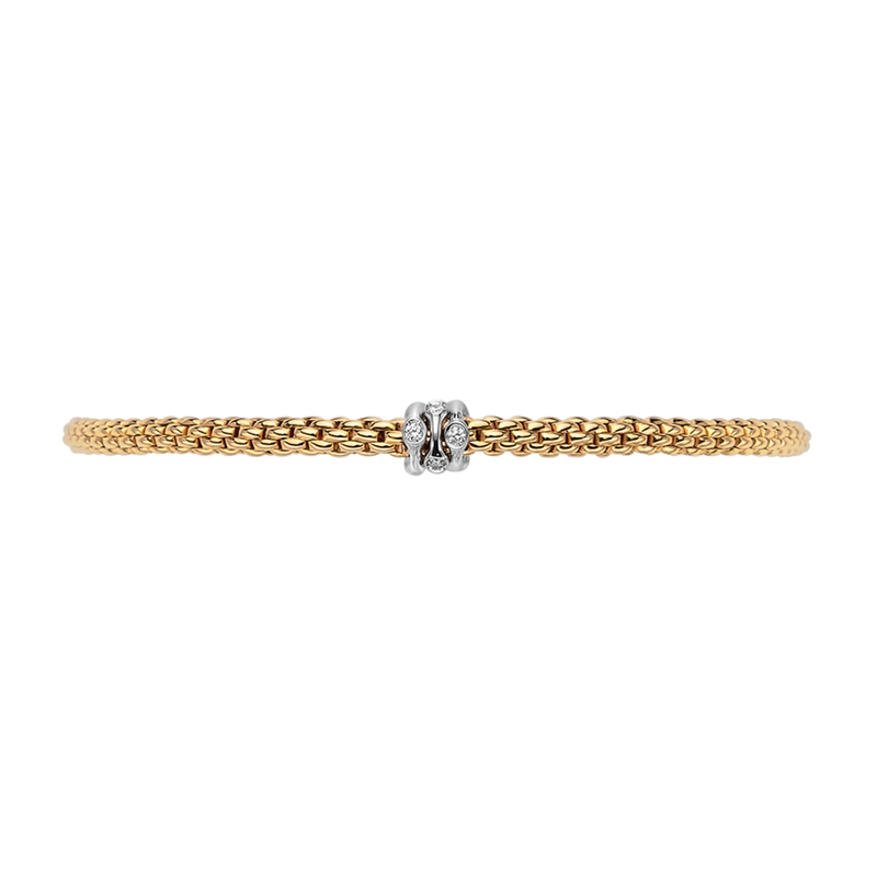 FOPE Prima 18ct Yellow Gold Bracelet With Diamond Set Rondel - Berry's Jewellers