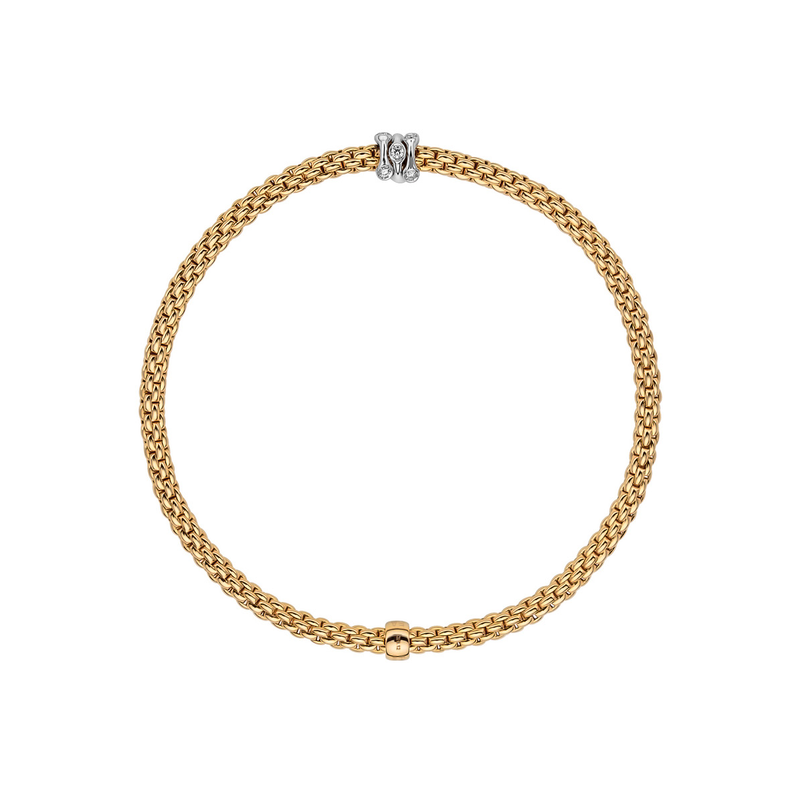 FOPE Prima 18ct Yellow Gold Bracelet With Diamond Set Rondel - Berry's Jewellers