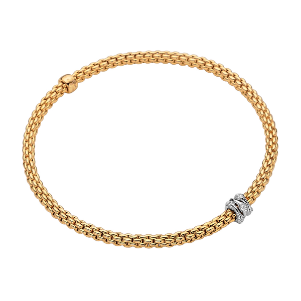 FOPE Prima 18ct Yellow Gold Bracelet With Diamond Set Rondel - Berry's Jewellers