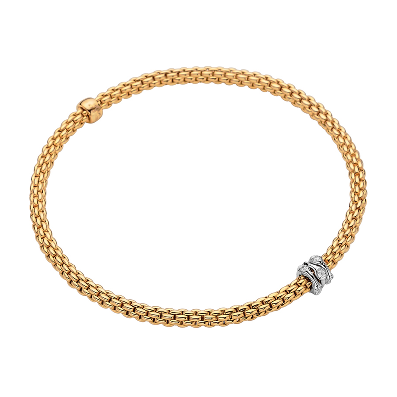 FOPE Prima 18ct Yellow Gold Bracelet With Diamond Set Rondel - Berry's Jewellers