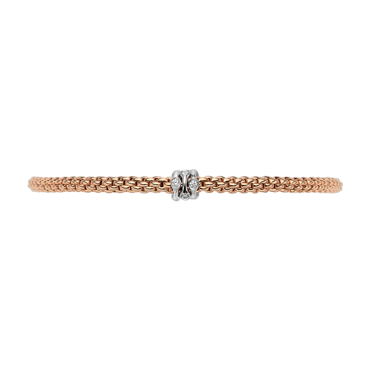 FOPE Prima 18ct Rose Gold Bracelet With Diamond Set Rondels - Berry's Jewellers