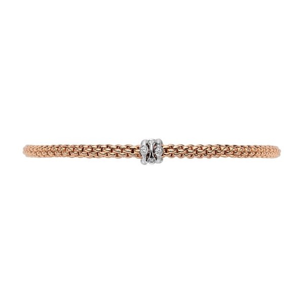 FOPE Prima 18ct Rose Gold Bracelet With Diamond Set Rondels - Berry's Jewellers