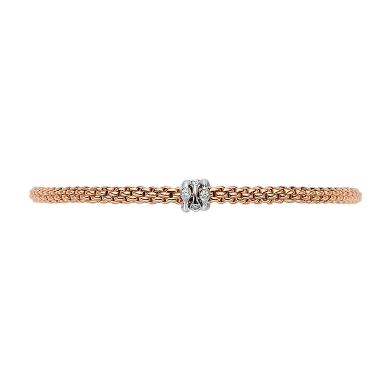 FOPE Prima 18ct Rose Gold Bracelet With Diamond Set Rondels - Berry's Jewellers