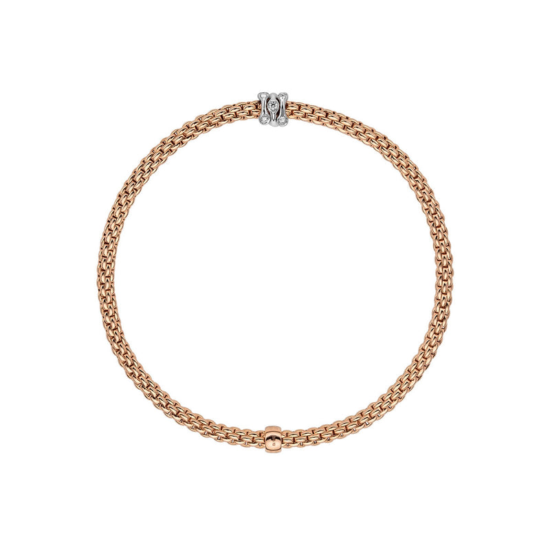 FOPE Prima 18ct Rose Gold Bracelet With Diamond Set Rondels - Berry's Jewellers