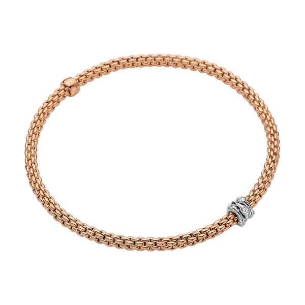 FOPE Prima 18ct Rose Gold Bracelet With Diamond Set Rondels - Berry's Jewellers