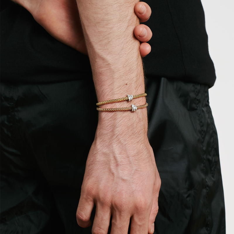 FOPE Prima 18ct Yellow Gold Bracelet With Three Pavé Set Diamond Rondels - Berry's Jewellers