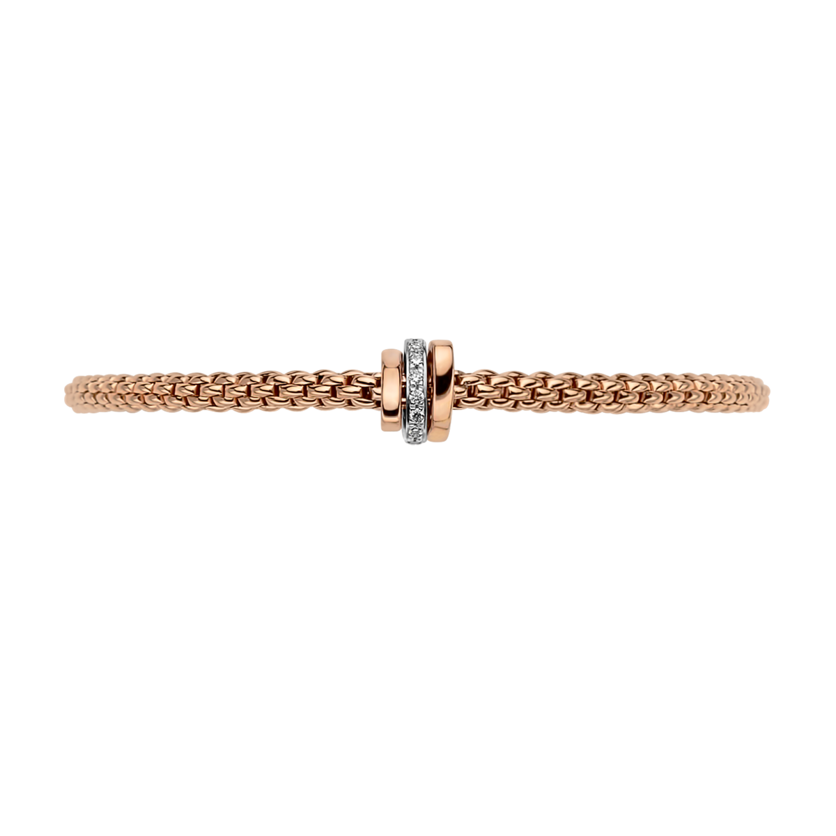 FOPE Prima 18ct Rose Gold Triple Rondel Bracelet With Pavé Set Diamonds - Berry's Jewellers