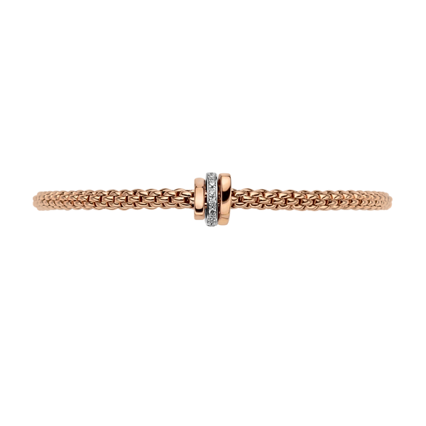 FOPE Prima 18ct Rose Gold Triple Rondel Bracelet With Pavé Set Diamonds - Berry's Jewellers