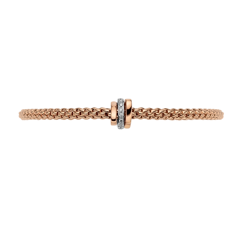 FOPE Prima 18ct Rose Gold Triple Rondel Bracelet With Pavé Set Diamonds - Berry's Jewellers