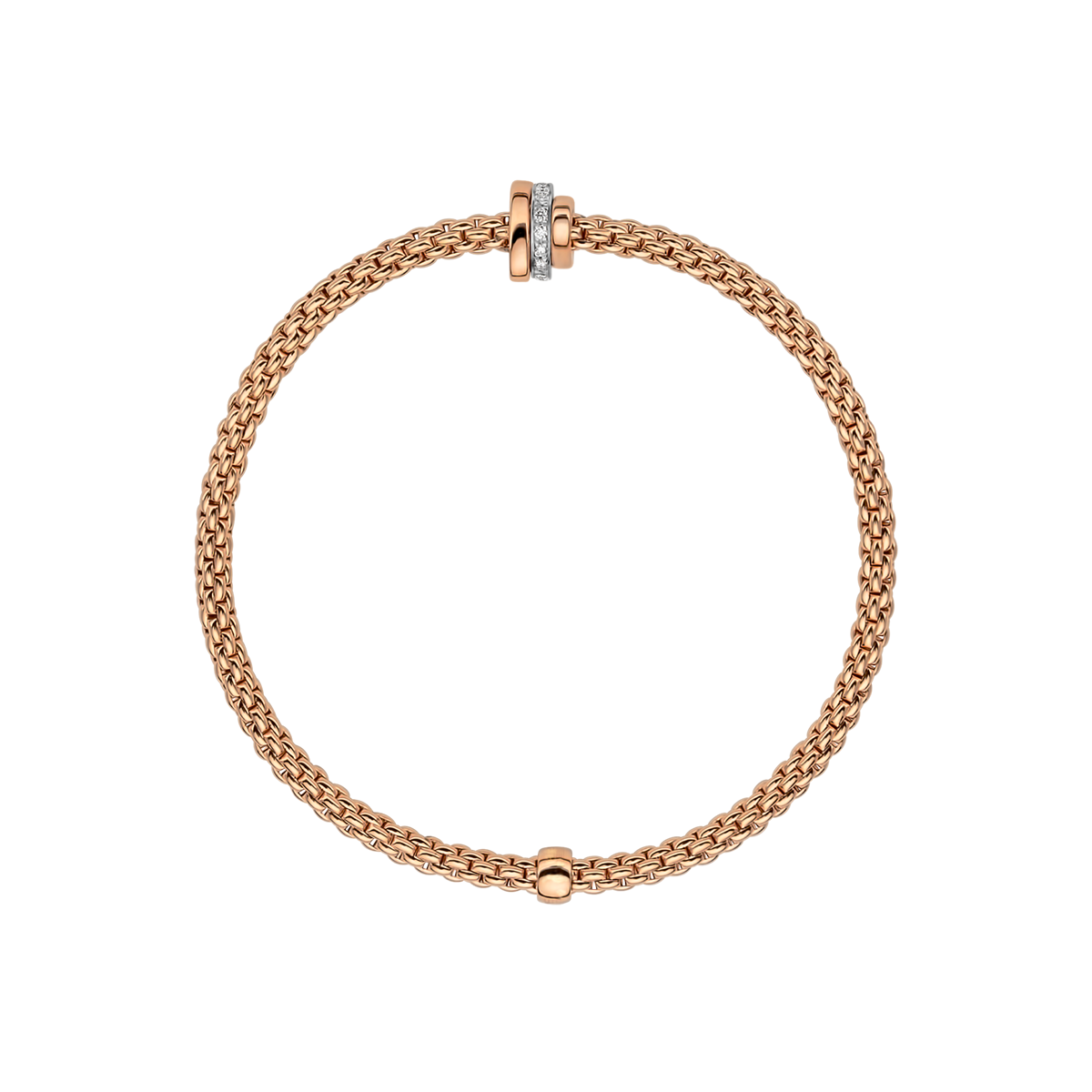 FOPE Prima 18ct Rose Gold Triple Rondel Bracelet With Pavé Set Diamonds - Berry's Jewellers