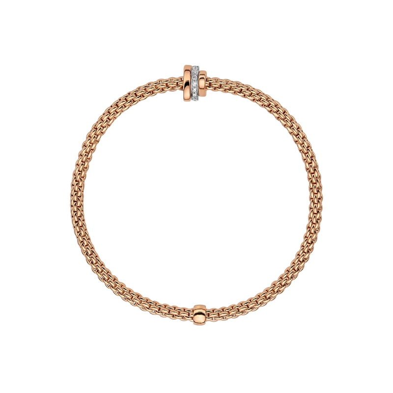 FOPE Prima 18ct Rose Gold Triple Rondel Bracelet With Pavé Set Diamonds - Berry's Jewellers