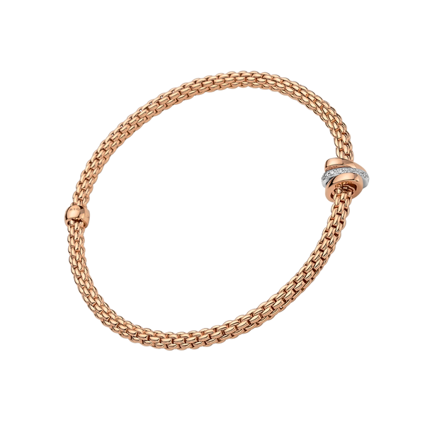 FOPE Prima 18ct Rose Gold Triple Rondel Bracelet With Pavé Set Diamonds - Berry's Jewellers