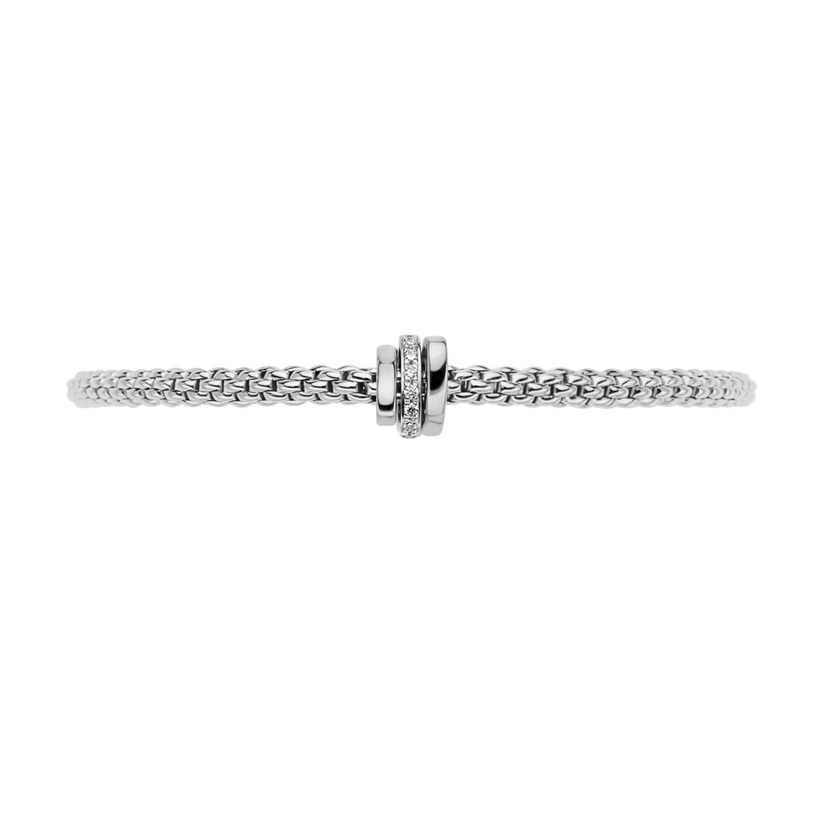 FOPE Prima 18ct White Gold Triple Rondel Bracelet With Pavé Set Diamonds - Berry's Jewellers