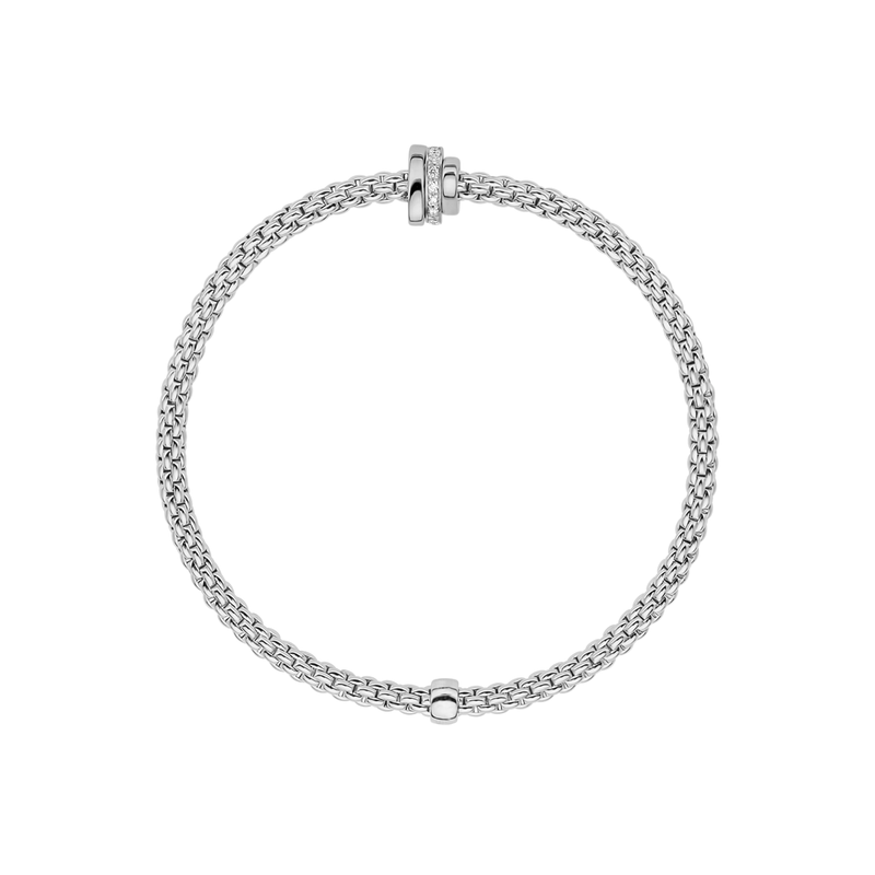 FOPE Prima 18ct White Gold Triple Rondel Bracelet With Pavé Set Diamonds - Berry's Jewellers