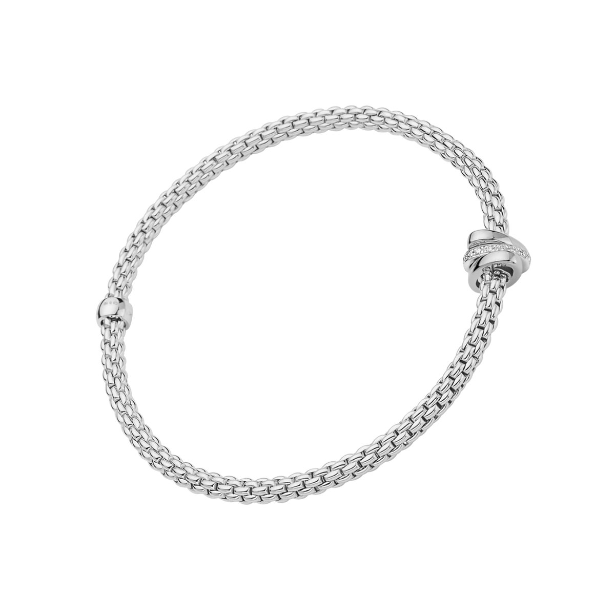 FOPE Prima 18ct White Gold Triple Rondel Bracelet With Pavé Set Diamonds - Berry's Jewellers