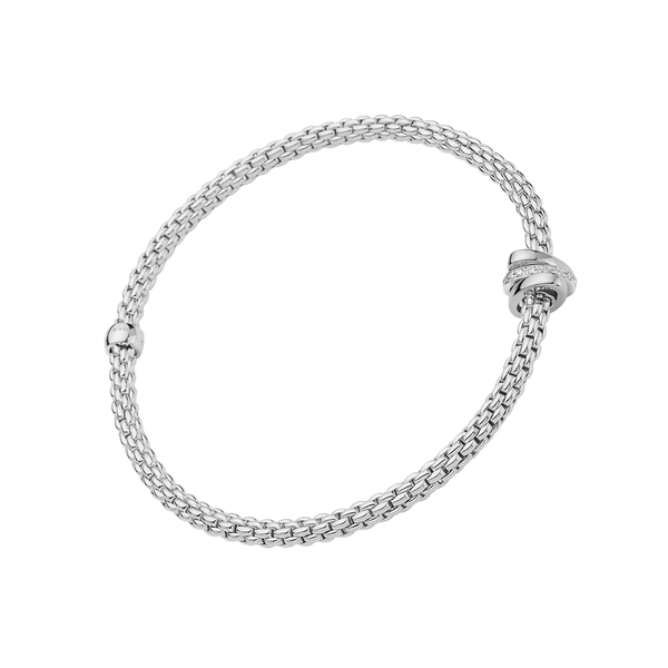 FOPE Prima 18ct White Gold Triple Rondel Bracelet With Pavé Set Diamonds - Berry's Jewellers